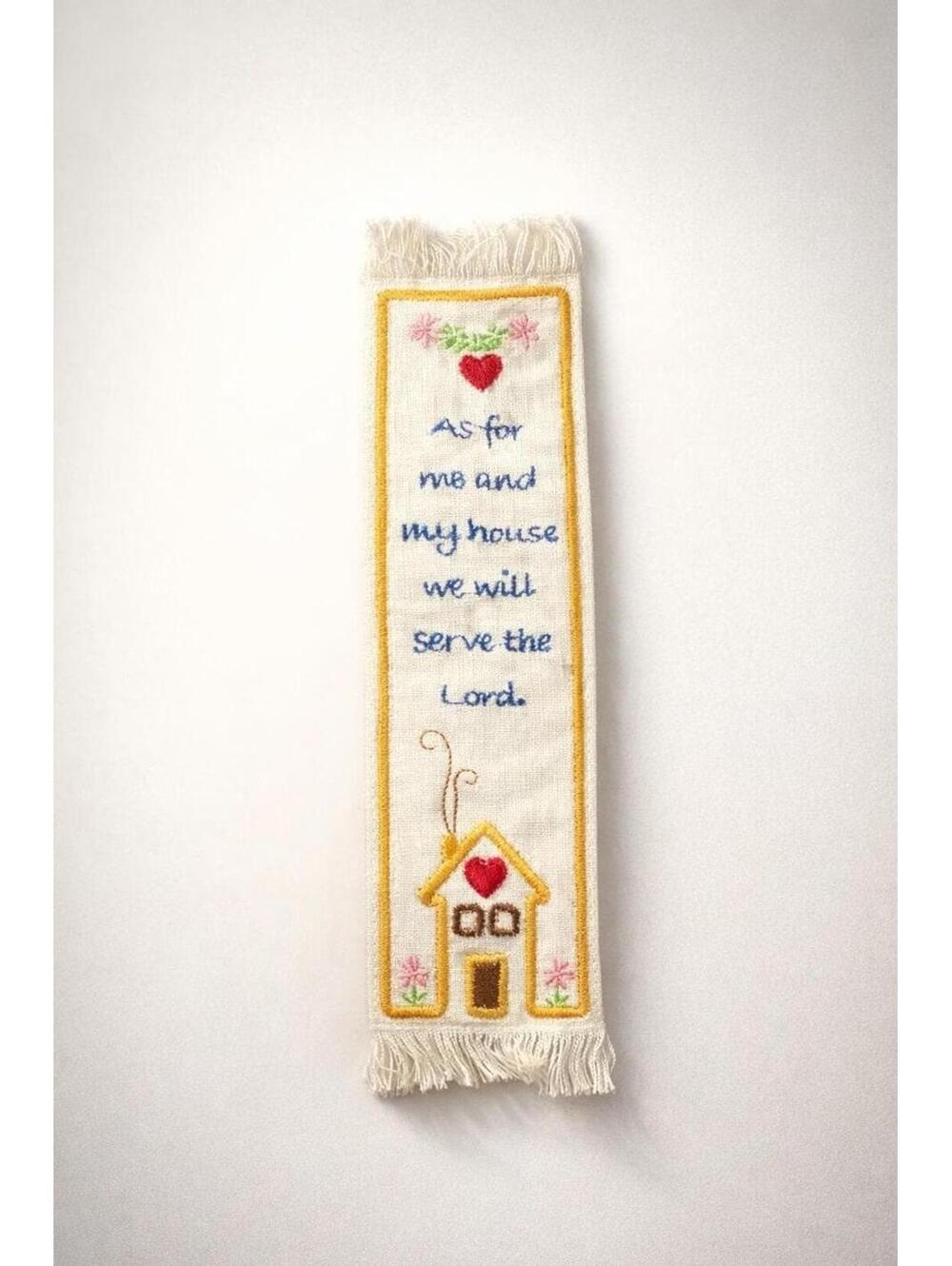 Vintage Embroidered Bookmark, Religious Quote, Fabric Bible Study Keepsake